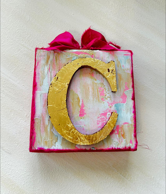 Custom Letter Block - Gold Letter - Bow/Ribbon